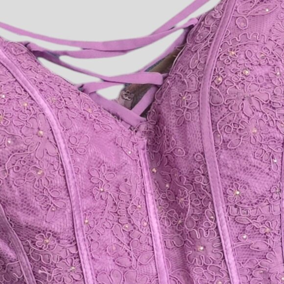 NWT ELLIE WILDE 2 By MON CHERI ( 6 ) White Iris 2 Pc. Floral Prom Forma… - Picture 4 of 7